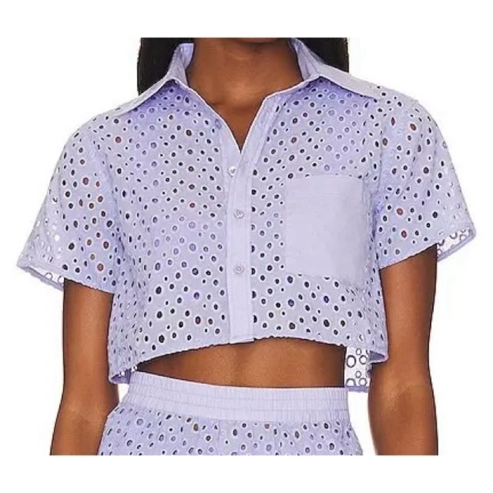 NEW SOLID & STRIPED The Cropped Cabana Top in Wisteria
